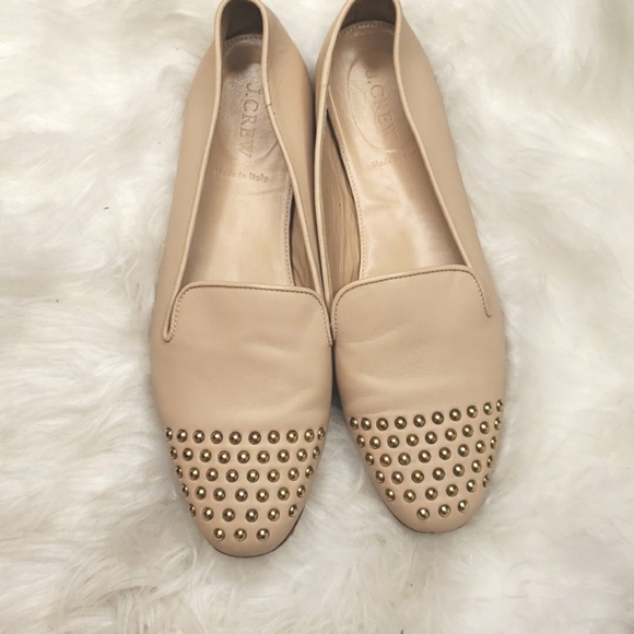 J.crew Darby Leather & Gold Studded Cap Toe Loafers  Flats 8.5 - Picture 2 of 9